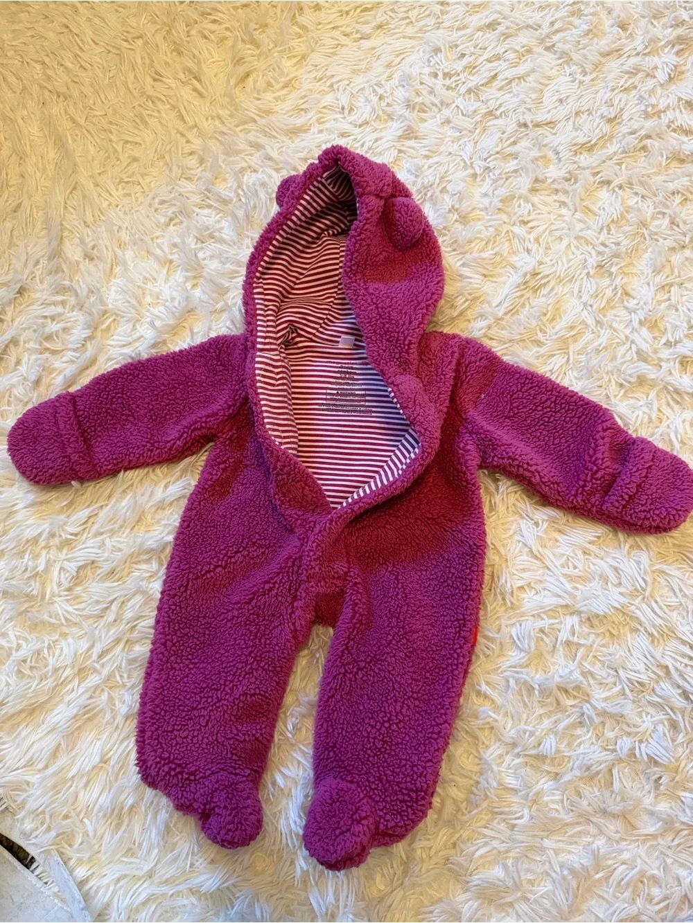 Magnetic Me Plush Hooded Footie in Deep Berry Pink